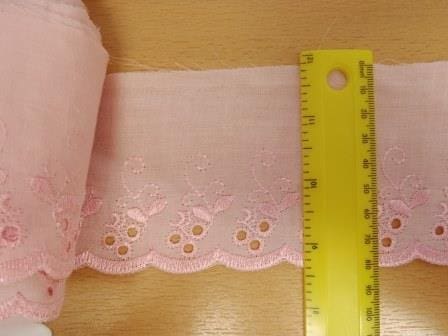 Broderie Anglaise Lace Trim Pink per metre